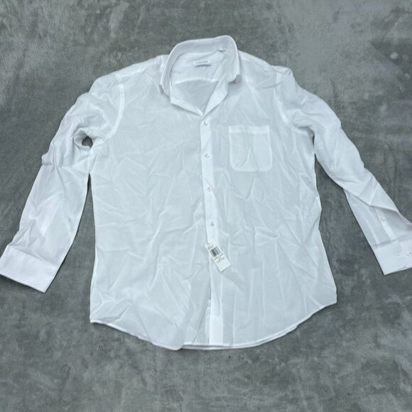 Calvin Klein Mens White Dress Shirt Active Performance Stretch L a0718 - Picture 1 of 9